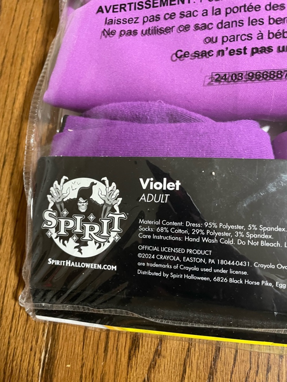 Crayola Violet Dress Costume with Headband and Socks adult small 4-6 - Picture 8 of 8